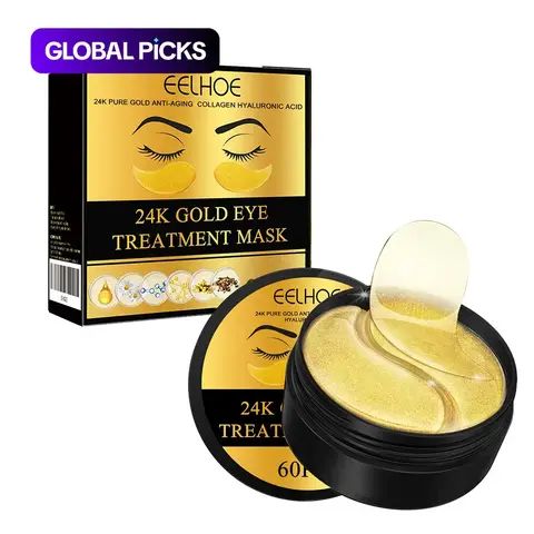 24K Gold Hyaluronic Acid Moisturizing Eye Mask, Collagen Eye Masks, 60 Pcs/Set Collagen Tightening & Lifting Eyecare Patches, Brightening & Firming Under-Eye Treatment #GLOBAL PICKS