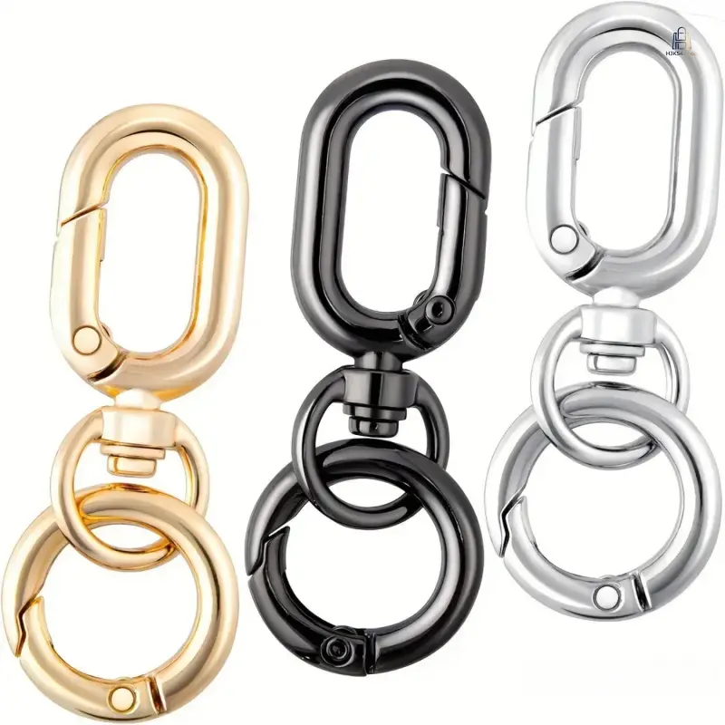 Oval Egg Shape Zinc Alloy Carabiner - Heavy-Duty Gold Spring Hook Interlocking Buckle Clip for Outdoor Enthusiasts’ Camping Hammock Setups