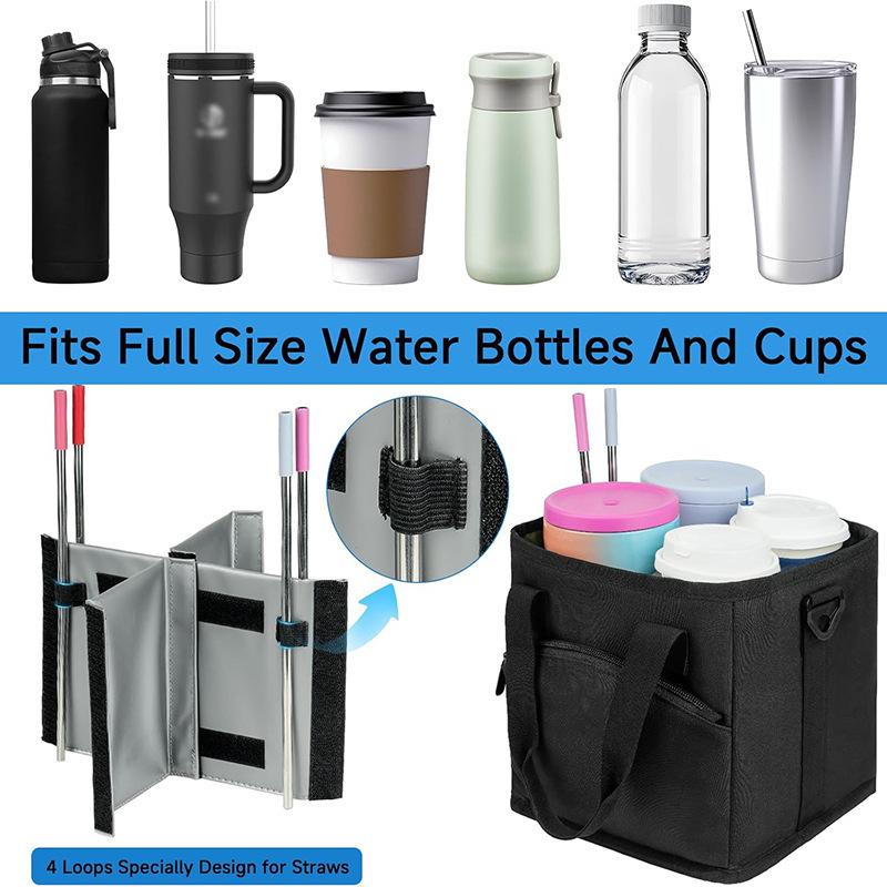 Portable Foldable Oxford Cup Bag| Reusable Coffee & Tea Carrier for Travel, Outdoor & Car Use