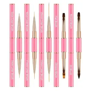 Professional Nail Art Brush Set, 5 Dual-Ended Brushes, Line & Detail Brushes, Ideal for Gel, 3D Nail Art, Salon & Home Use