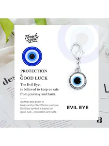 2pcs Luxury Rhinestone Round Evil Eye Chain, Blessing Jewelry, Protective Gift for Girlfriend