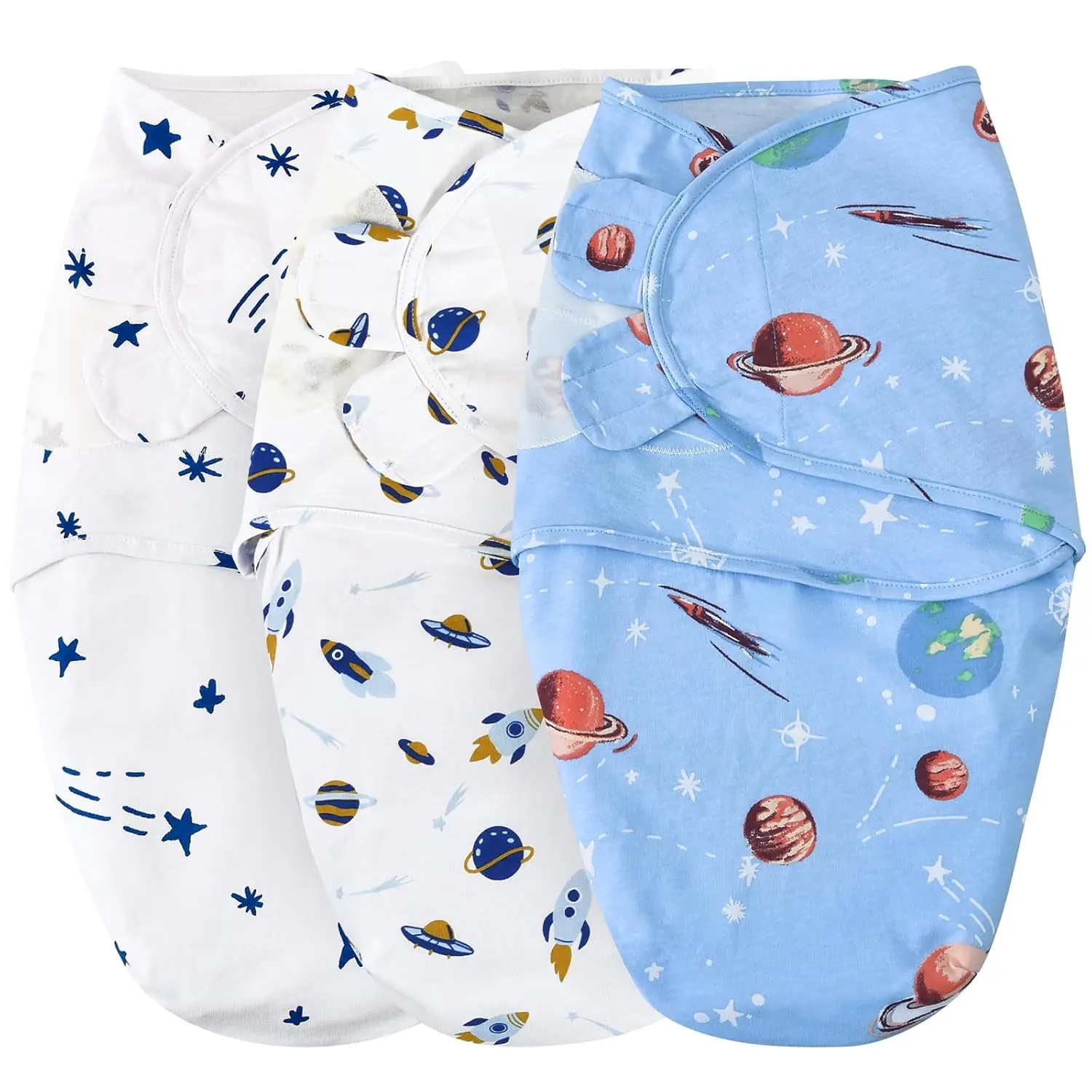 100% Cotton 3 Pack Baby Swaddle Wrap  0-3 Months, Soft Breathable Swaddle Blanket  Newborn Infant, Adjustable Baby Wrap Sleep Sacks  Boys Girls, Newborn Essentials, Space New model