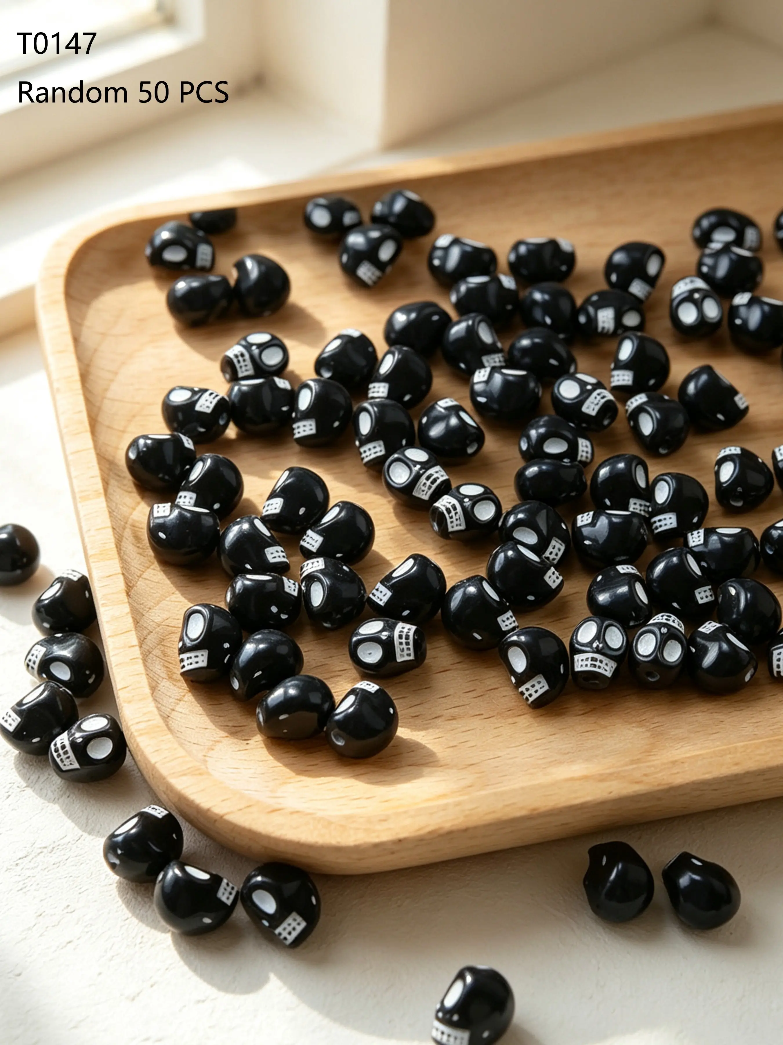 50 Acrylic Skull Beads for DIY Jewelry, Punk Halloween Accessories, Bulk Craft Supplies for Earrings, Necklaces, Keychains