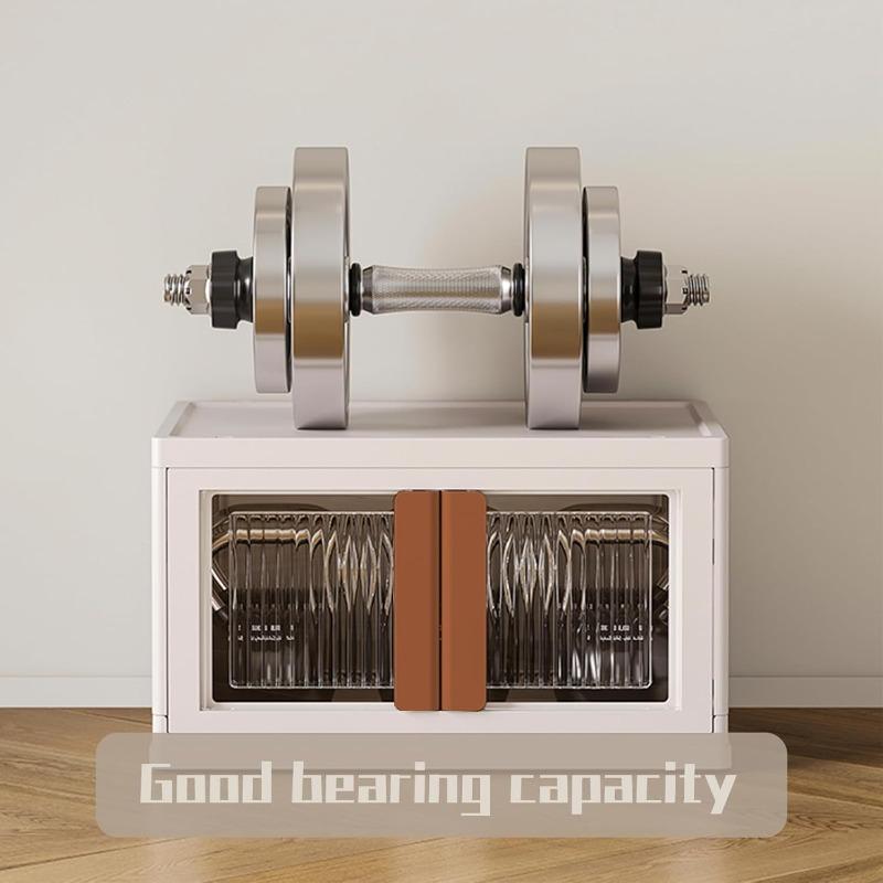 Stackable Storage Bins with LidsFoldable Box Closet Organizers and Storage Organize Cabinet Brown Handle MultiFunctional Bins Plastic Drawers for Utility Room car Trunk Brown Pack1