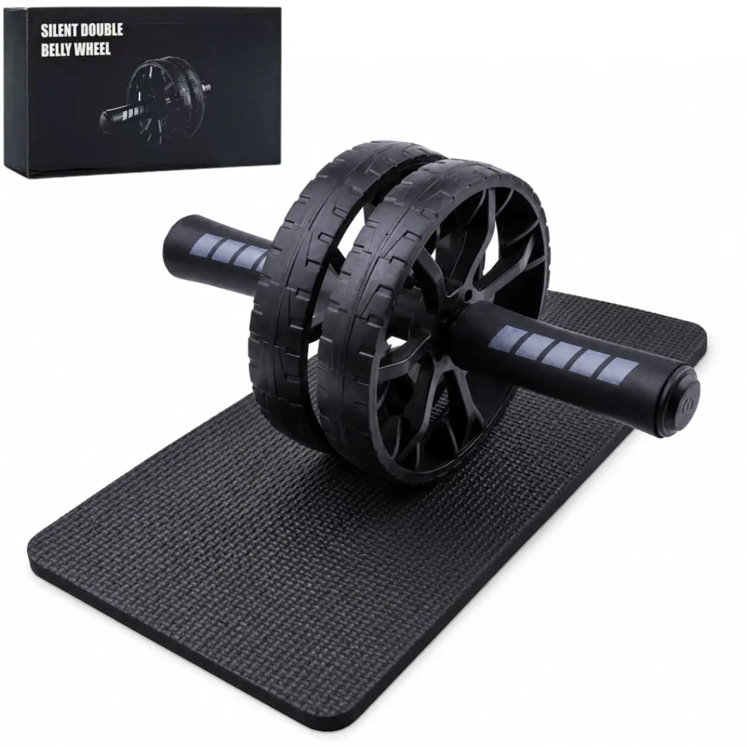 Quiet Dual Wheel Ab Roller, Fitness Equipment for Men and Women, Detachable Abdominal Exercise Wheel, Knee Pad Included, Core Training Equipment, Home Gym Workout Gear, Beginner Exercise Equipment