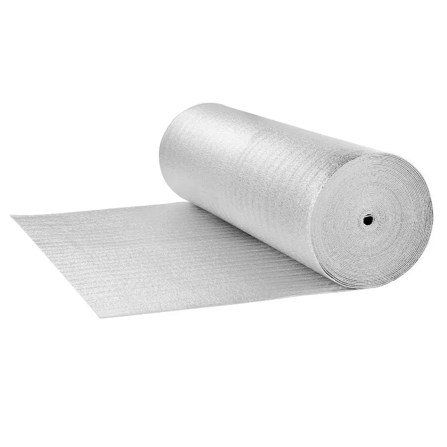 VEVOR Double Reflective Insulation Roll, Foam Core Radiant Barrier, 3.2 mm 48 inx 100 ft, Double-Sided Aluminum Foil EPE Foam Heat Reflective Shield, Thermal Insulation Roll for Window RV Roof