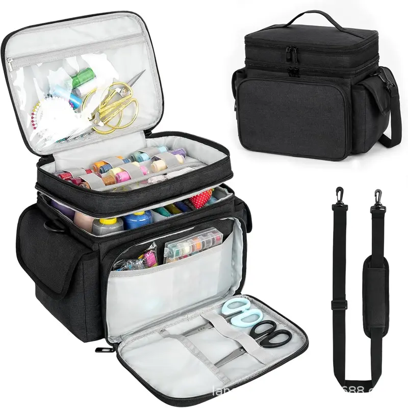 Large capacity needle and thread storage bag, multifunctional sewing tool bag, travel and home layered sorting bag