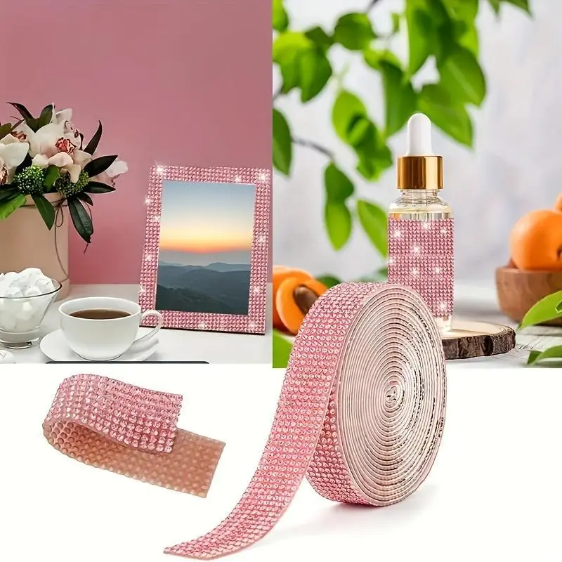 1 Roll 6-Row Self Adhesive Rhinestone Strip, Transparent Crystal Sticker Trim, DIY Crafts, Phone Decor, Bracelets, Earrings, Wedding Party