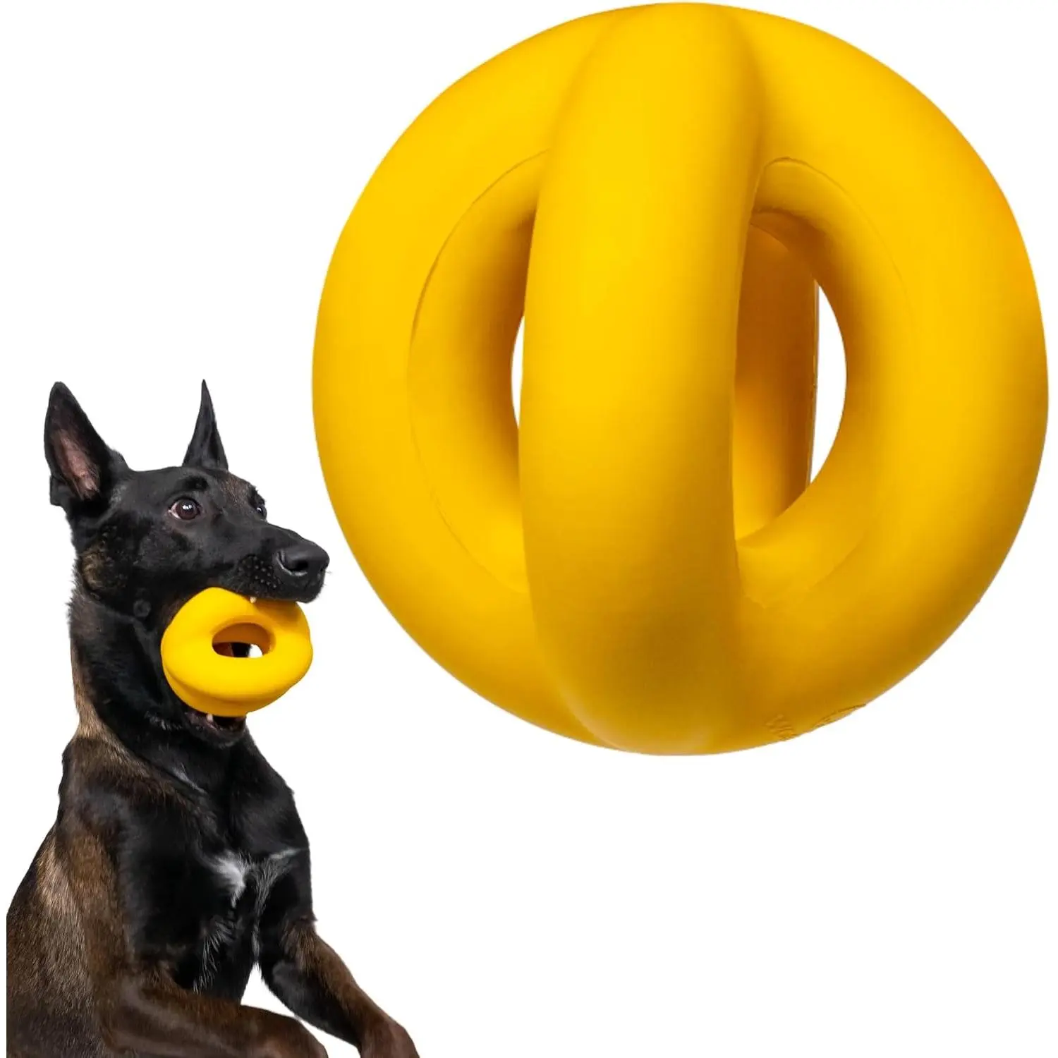 Indestructible  Ball - Lifetime  - Durable   for Aggressive Chewers - Safe,   Rubber - , Tug & Fetch - Tough, Heavy Duty   - 4” (Softball Size)