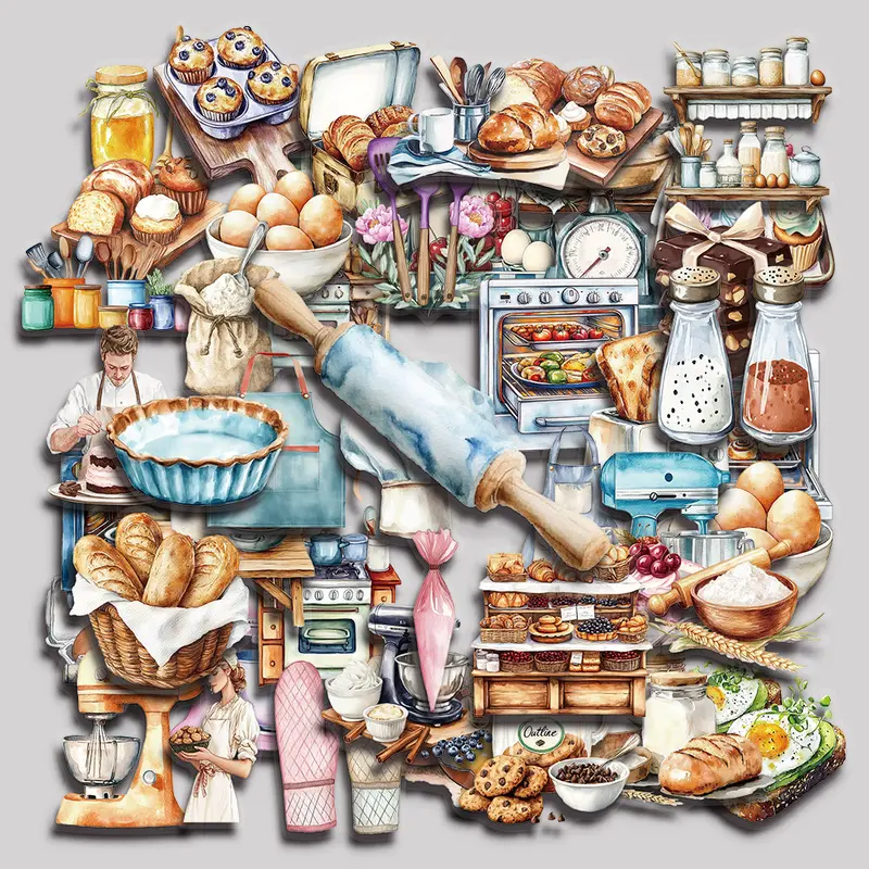 50PCS Baking Aesthetic Vinyl Stickers Pack for Laptop Water Bottle Phone Case Skateboard Journal Scrapbook DIY Decoration