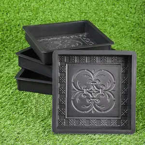 4 Pcs Reusable Large Plastic Cobblestone Concrete Paving Molds Precast Cement Mold Forms Stampcrete for Patio Walkways Pathway