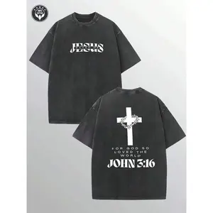 230G Double-Sided Washed Jesus Saved Me Printed T-Shirt, High-Quality Wax Printed Cotton Retro Fashion Brand T-Shirt, Suitable For Summer T-Shirts With A Certain Thickness, Holiday GiftRound Neck Cotton Women's T-Shirt