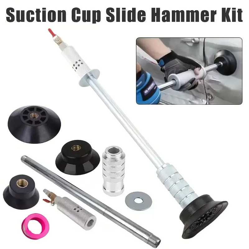 Pneumatic Suction Cup Puller Kit, Includes Three Suctions, Pneumatic Hammer, Car Dent Repair Tool, Professional Grade, Dent Remover Tool For Car