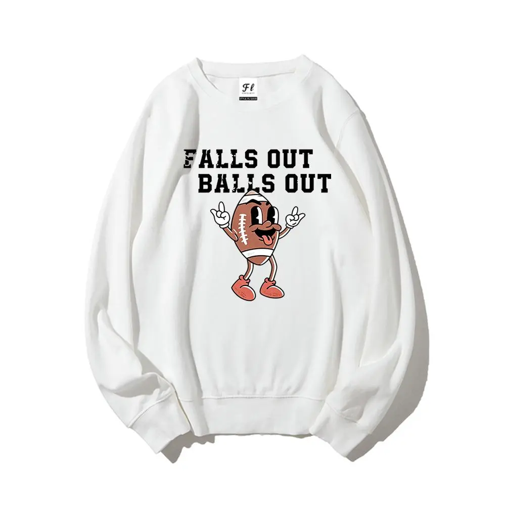 Falls Out Balls Out Football Cartoon Crewneck Sweatshirt