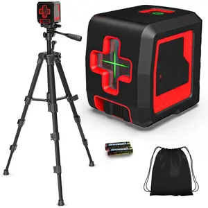 Automatic leveling laser level, cross-line with tripod, 4 brightness modes and pulse function, manual and automatic leveling modes, IP54 waterproof, suitable for hanging pictures, tiling, and DIY construction