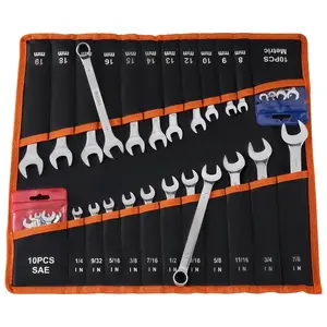 VEVOR Combination Wrench Set, 42-Piece SAE and Metric, 12-Point Box End and 15 Angled Open End Combination Wrenches with Roll Up Pouch, Carbon Steel, for General Household and Automotive Repairs