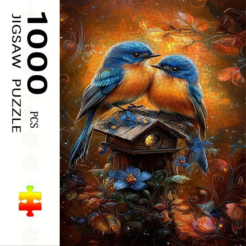 1000 Piece Bird Theme Puzzle, Large Adult Family Interactive Toy, DIY Home Decor Brain Challenge, Holiday Scene, Durable Puzzle