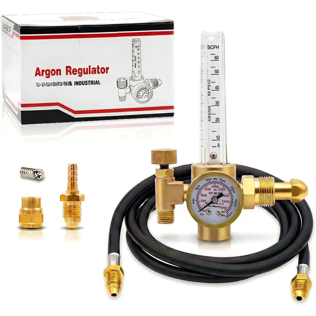 Argon/CO2 MIG TIG Gas Regulator Flow Meter Gauge Welding Weld with 6.5ft Gas Hose