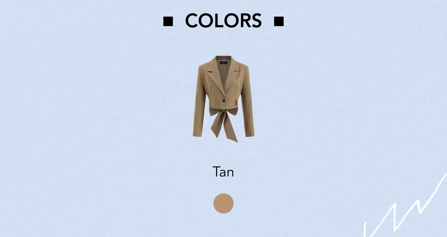 Cider Cotton-blend Collar Checks Bowknot Crop Blazer