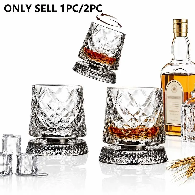 Thick rotating wine glasses, Drinking Glassware, Drinkware Glass, transparent glass wine tasting vessels, Smooth Rotation, Ideal for Various Beverages, Gift Choice