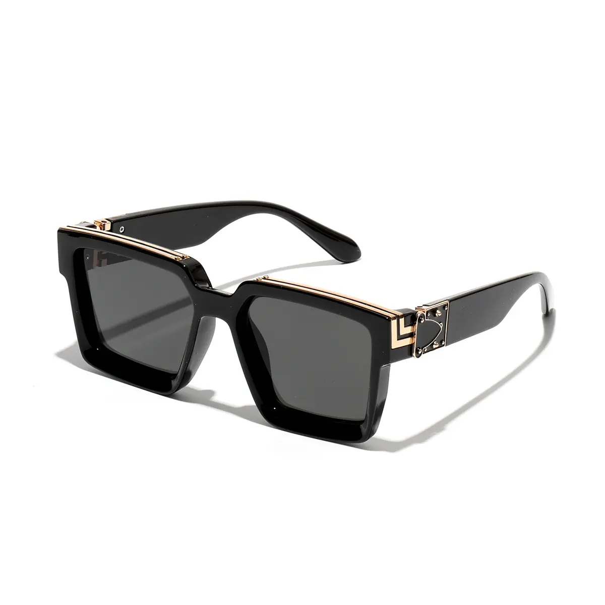 Unisex European-American Style Box-Frame Sunglasses with Gold Accents, UV-Protection Sports Eyewear, Summer Gifts for Back-to-School Outfits