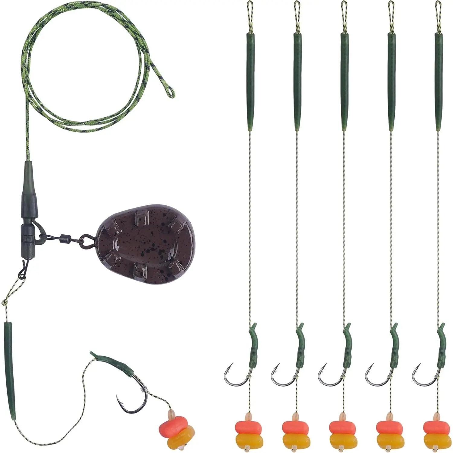 Carp Fishing Rigs Kit Carp Hair  with Carp Sinker Weights Carp Hooks Corns  Rolling Swivels Sleeves Carp Boilie  Rigs Carp Fishing Equipment