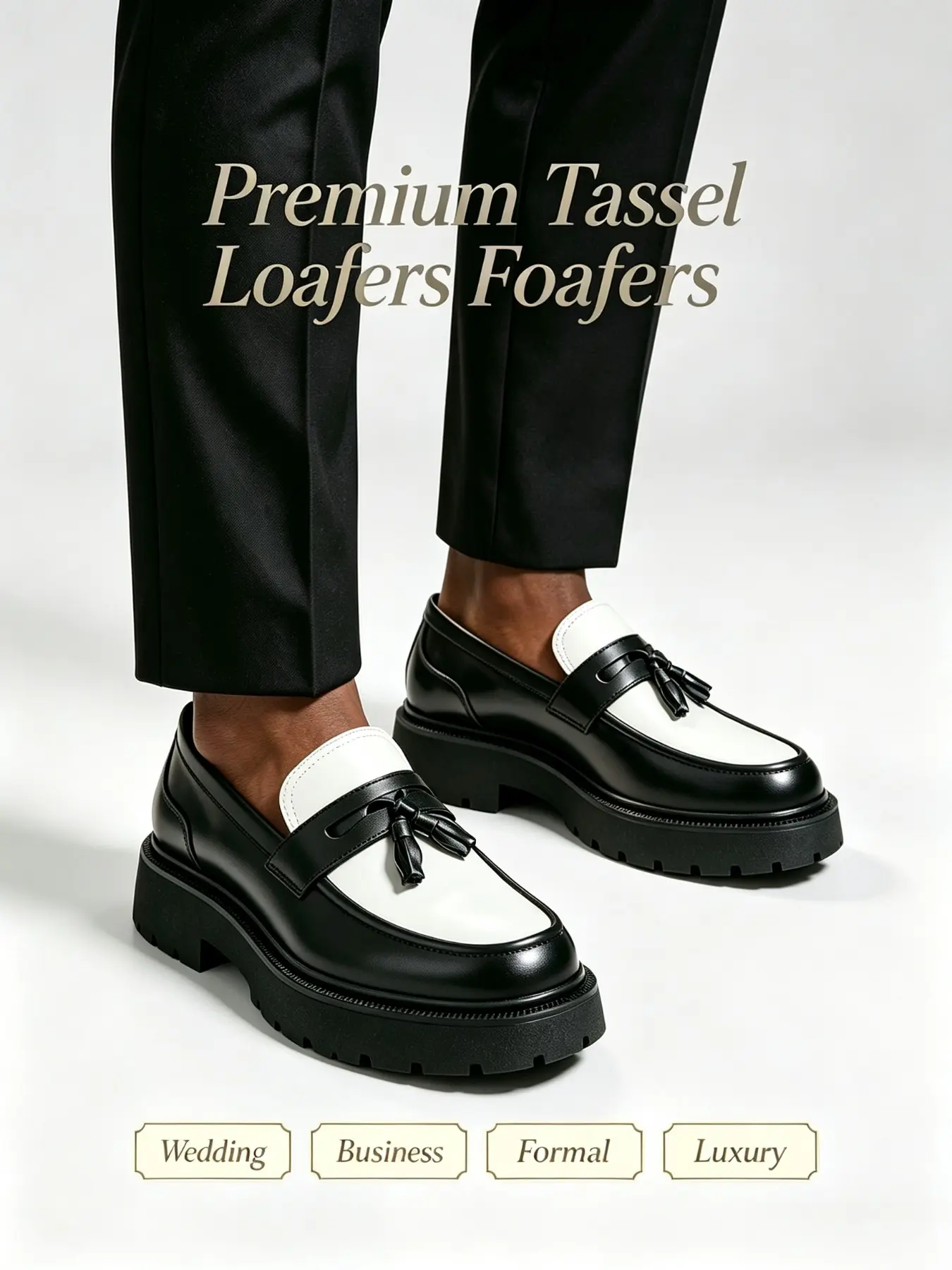 Men's Oxford Shoes, Casual Comfortable Men's Shoes, High-End Tassel Thick Sole, Business Wedding Luxury Slip-On Shoes