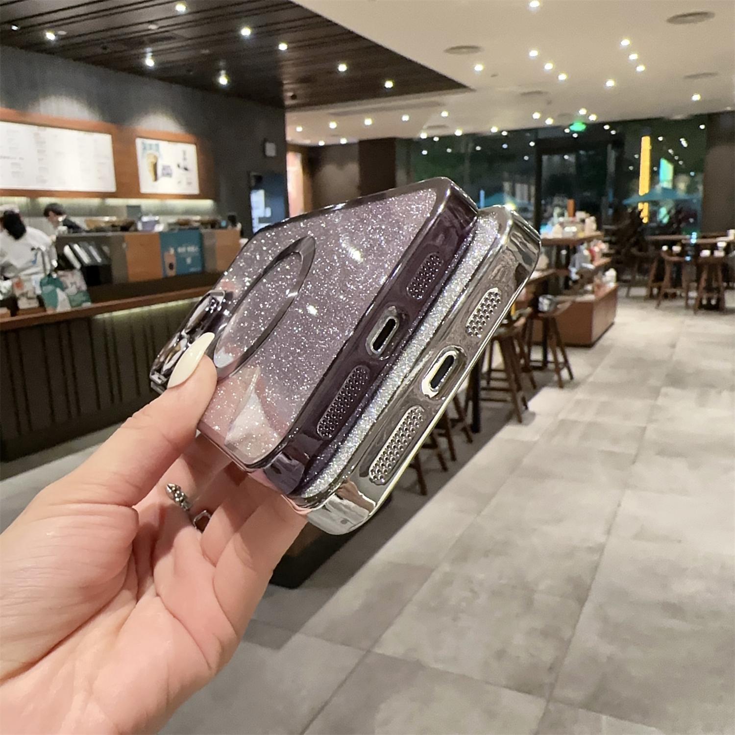 MagSafe Case For iPhone 16 Pro Max 15 14 13 Compatible with Magnetic Charging Bling Glitter Case Plating Bumper with Camera Lens Cover