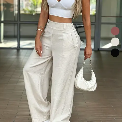 New Summer Spring Loose Straight Leg Casual Pants, Flattering Comfortable Fit Full-Length Pants, Comfortable and Stylish Bottoms for Daily Wear, Casual Style Bottoms