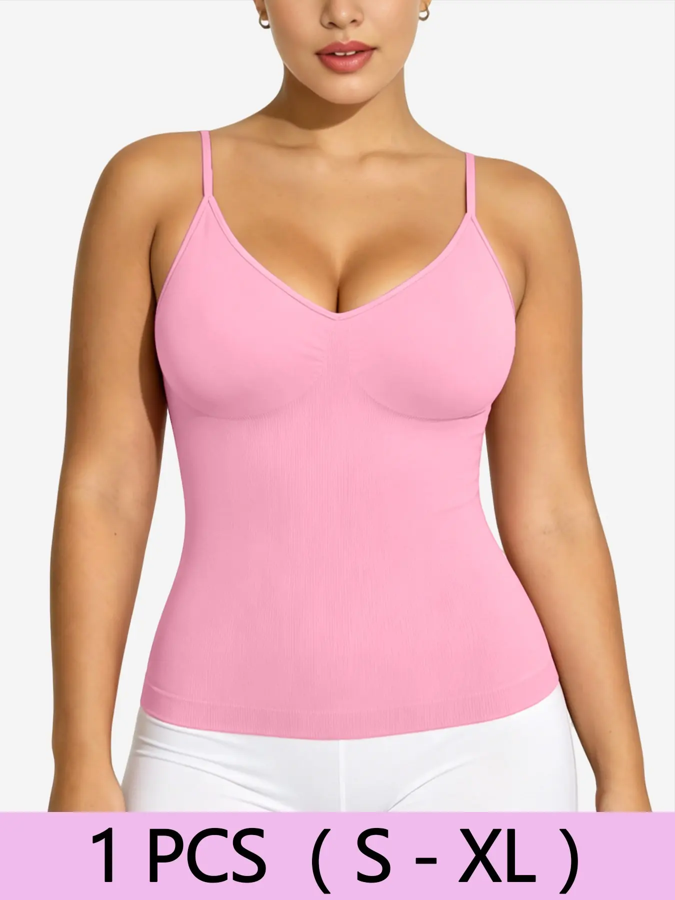 1/5 Pack Seamless Smooth Ruched Cami Shapewear Top, Multi-Color Waist Cinching Strapless Lingerie, Daily Wearable S-Xl Sizes