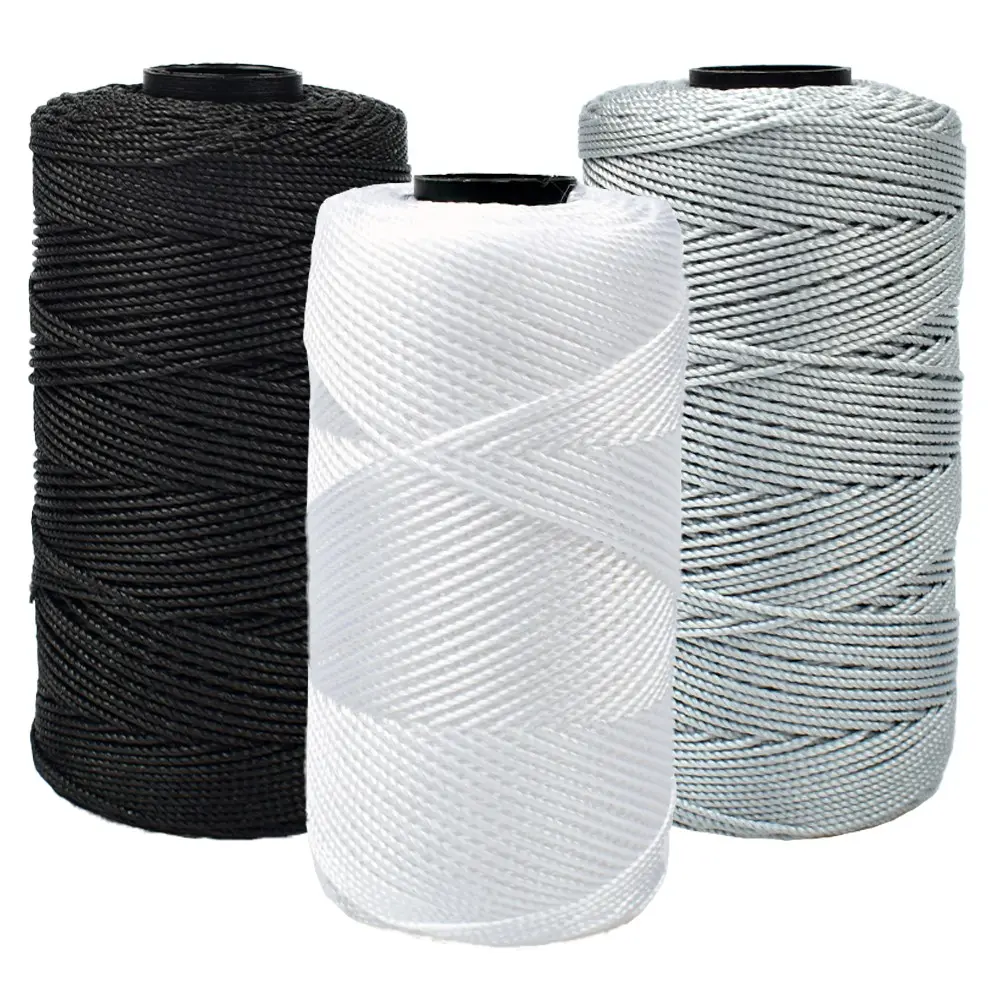 3-Pack Multicolor Ice Silk Yarn, 1.5mm X 219m Nylon Thread for Sewing, Crochet, Hats, Bags, Wallets, Gardening, Fishing Net, 100% Nylon, Multiple Colors