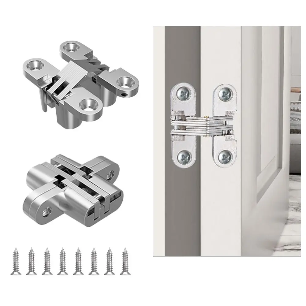 Fnansi 10pcs Concealed Cabinet Door Hinges, Soft Close, Stainless Steel, Adjustable Clip-On, Furniture Door Hardware Replacement