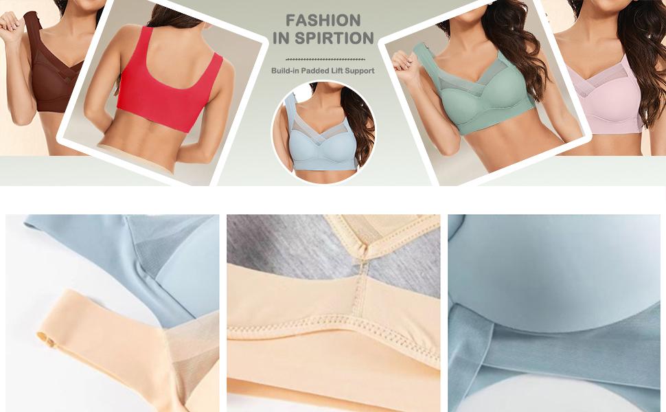 Bras for Older Women Lushfitting Powerful Push-Up Seamless No Underwire Anti Sagging Bra with Full Support and Lift