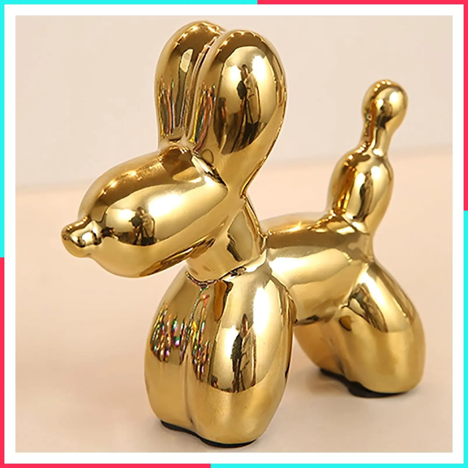 Small Gold Balloon Dog Statue Modern Ceramic Animal Sculpture