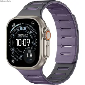 2026 Bandletic Dual Safety Loop Magnetic Apple Watch Band, Soft Comfort Strap | 49mm Ultra1/2/3,45mm S7-S9,44mm SE1-3/S4-S6,42mm S1-S3, Secure Replacement Wristband for Sports & Daily Use
