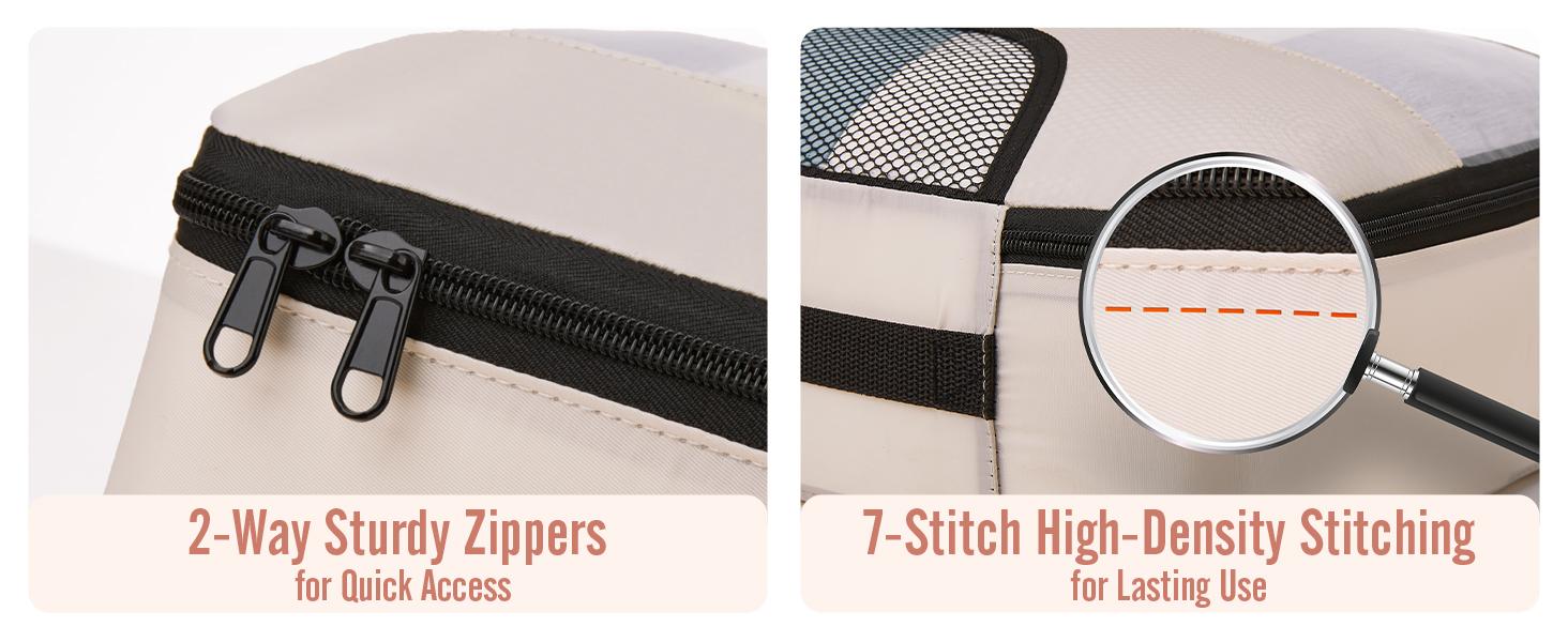 8 Set Packing Cubes for Luggage,Suitcase Organizer in 4 Sizes with Hanging Toiletry Bag and Large Laundry Bag, Carry-On Luggage with Accessories Bag, Cream