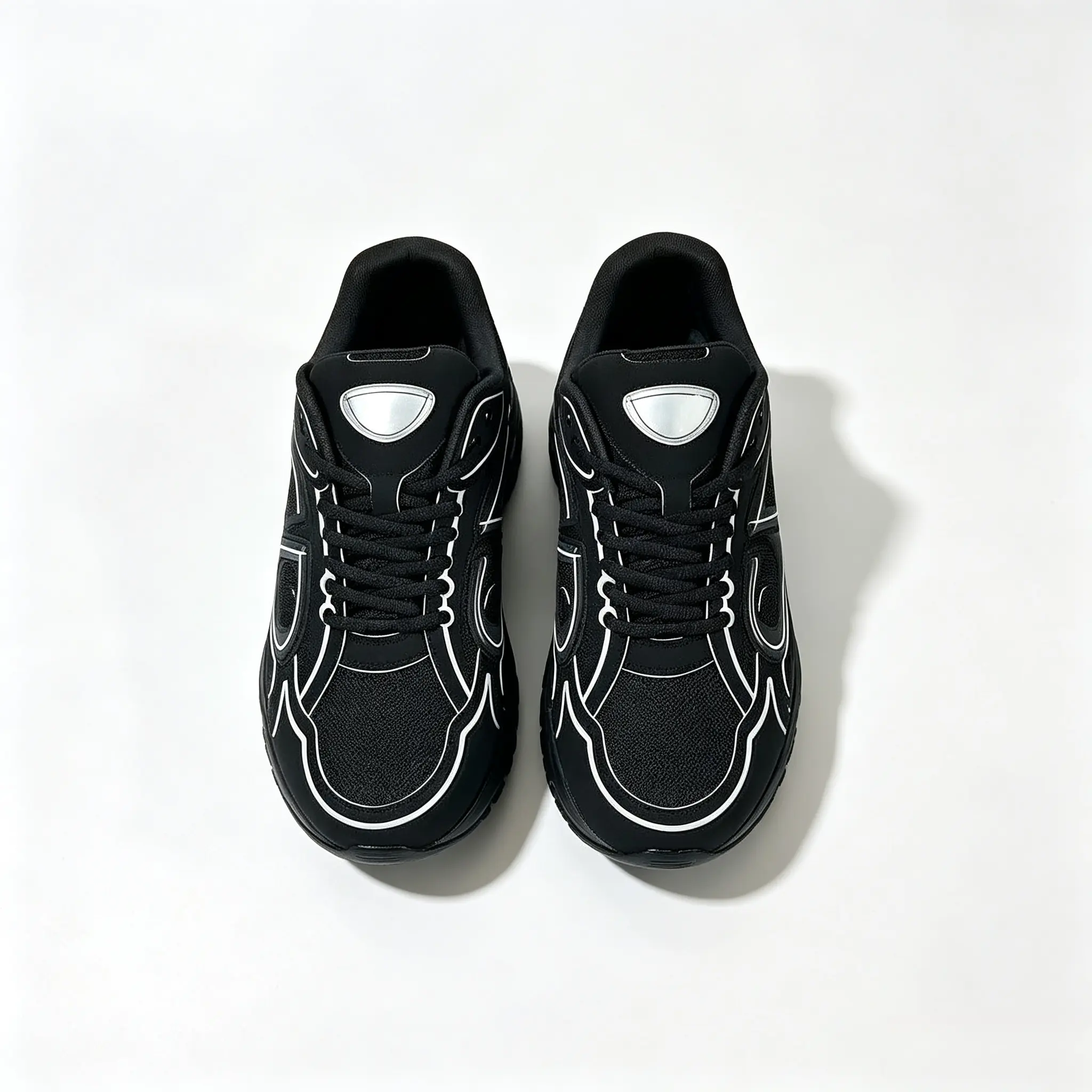 Women Retro Mesh Running Sneakers Black White Outline Color Block Lace Up Low Top Walking Shoes Lightweight Cushioned Platform Trainers Non Slip Breathable Casual Sport Shoes For Streetwear Daily Travel Gym Shopping