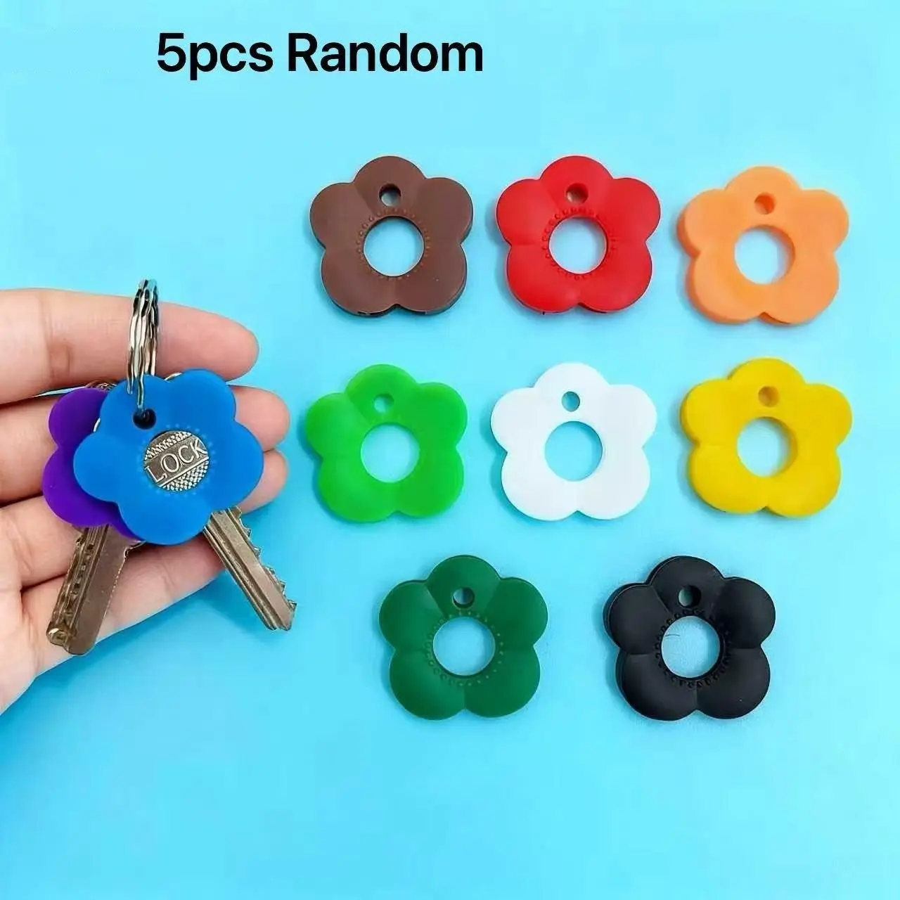 5pcs Colorful Keychains with Tags, Expandable Key Identifier, Silicone Material, Ideal for Home Office Storage, Durable Keycap Protector Set