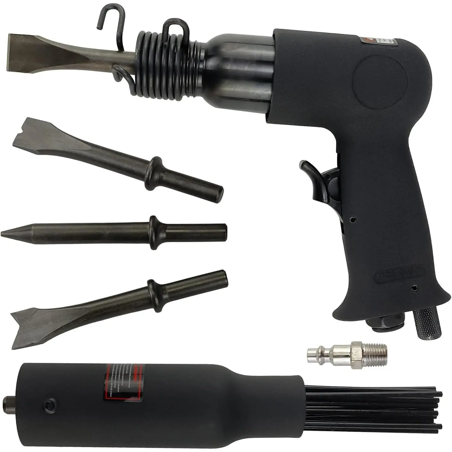 Air Needle Scaler & Chisel 2-in-1-19 Needle Rust Remover Tool with 4 Chisels for Removing,, Weld Slag, and Concrete