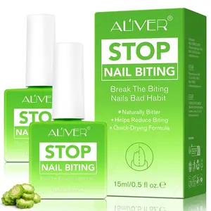 2count Aliver Bitter Nail Solution 15ML, Safe & Non-Toxic Nail Protectant, Corrects Nail Biting Habit in Children, Bitter Taste Anti Nail Biting Polish