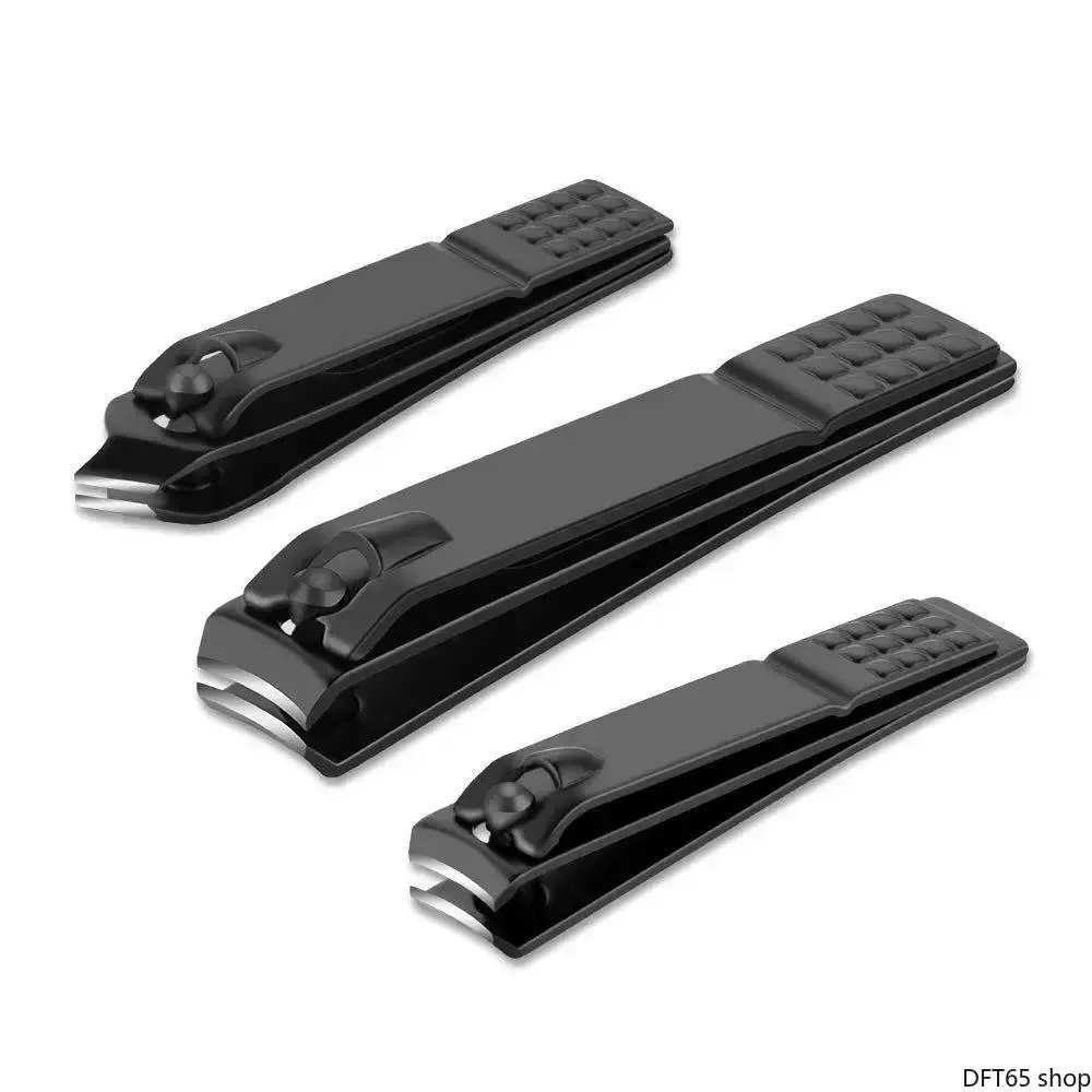 Matte Black Polished Stainless Steel Manicure Set Multi Function Bladed Clippers Smooth Sharp Cut Edge For Fingernail Toenail Ingrown Nail Trimming Portable Compact Daily Household Nail Care Tool Kit, Nail Supplies, Anti-Slip Handle
