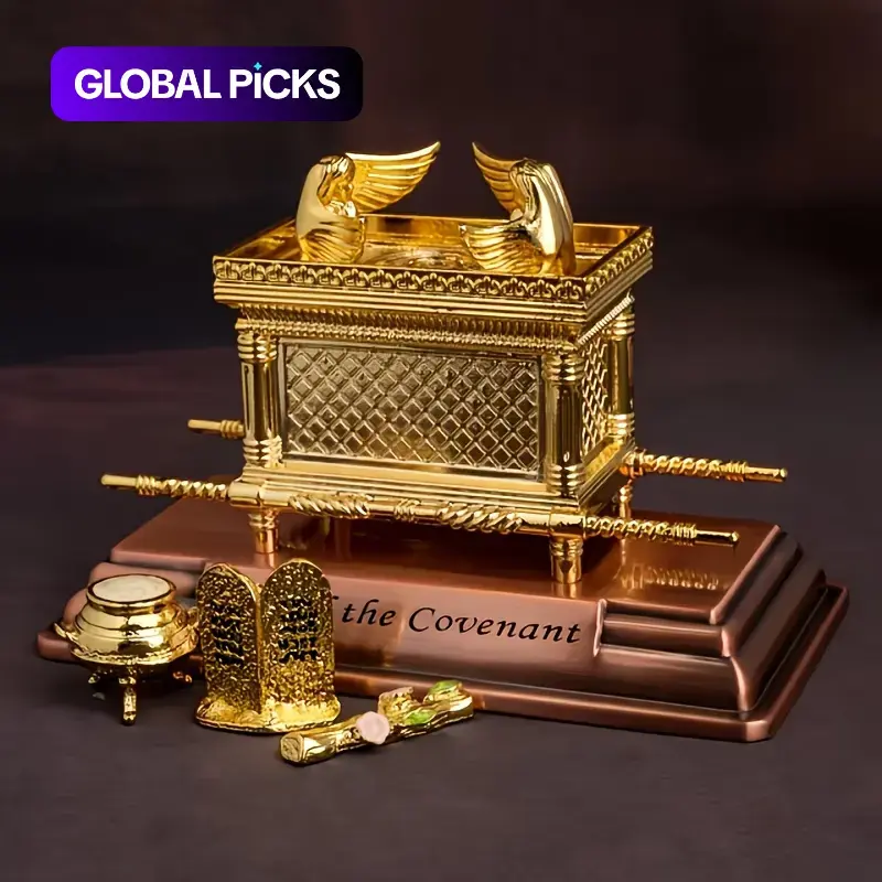 Metal Ark Display Set, Jewish Religious Style, Vintage Decor, Desktop Decoration, Cultural Collection, Includes Ten Commandments Stone #GLOBAL PICKS