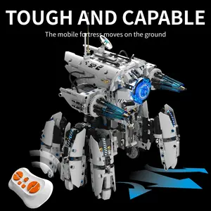 Programmable Hexapod Robot Building Kit, Stem Sci-Fi War Machine, Dual Control, APP and Remote Operation, Glowing Cyber Tech Armor Set, Ages 8-12, 1406 Pieces
