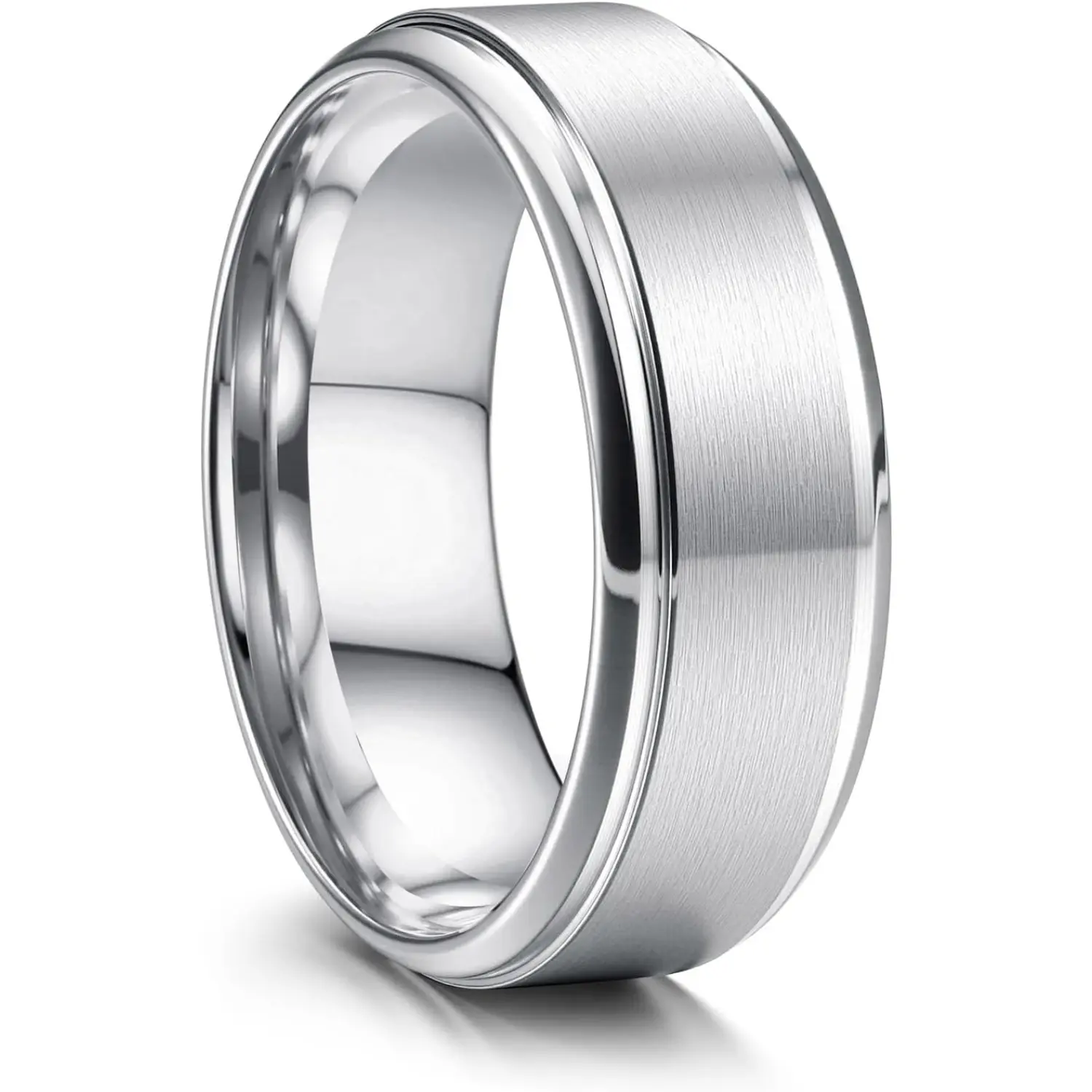 8MM Matte Stainless Steel Round Band Ring - Unisex Comfort Fit, Durable Silver Black Wedding Promise Engagement Ring, All Seasons Daily Wear Jewelry Gift for Men Women