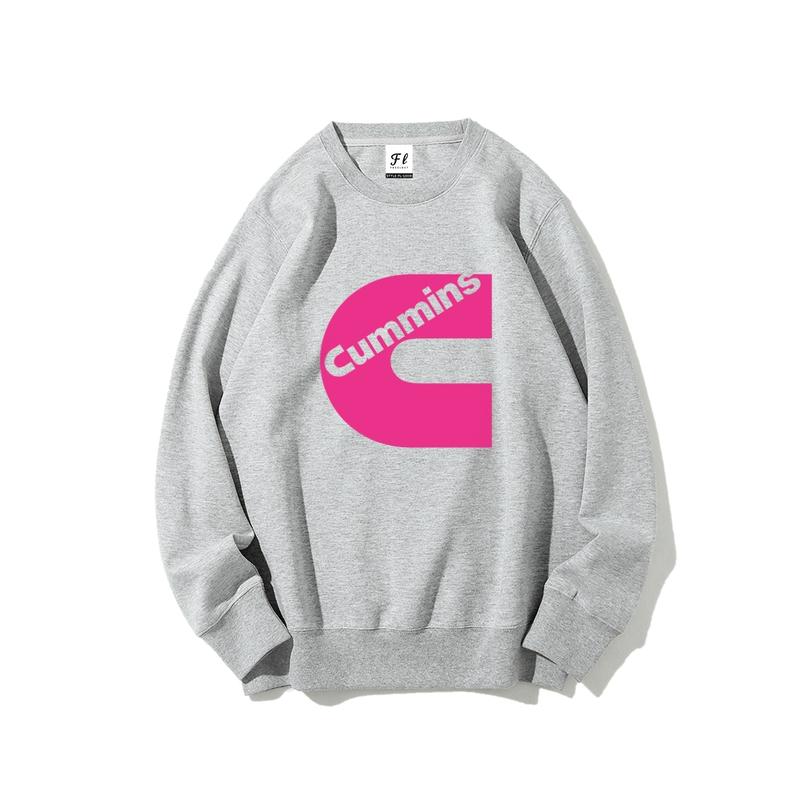 Stylish Cummins Pink Logo Sweatshirt – Fashionable unisex sweatshirt, suitable for both men and women, crew neck top, streetwear style.
