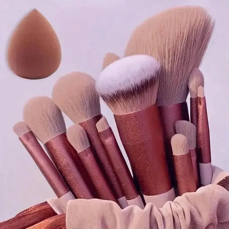 Vegan Makeup Brush Set - Soft Fluffy Kabuki & Blending Brushes for Foundation, Contour & Baking, Cruelty-Free Salon Tools