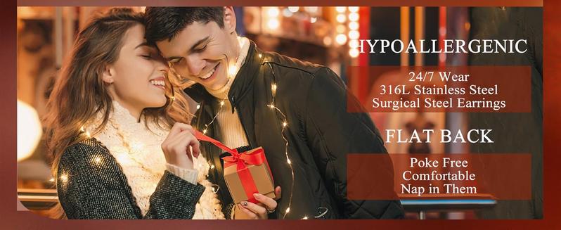 Fashionable  Hypoallergenic Flat Back Earrings Gold Earrings Stacks Set Surgical Stainless Steel Cartilage Earring for Women Dainty Flatback Stud Small Hoop Earring Sets for Multiple Piercing