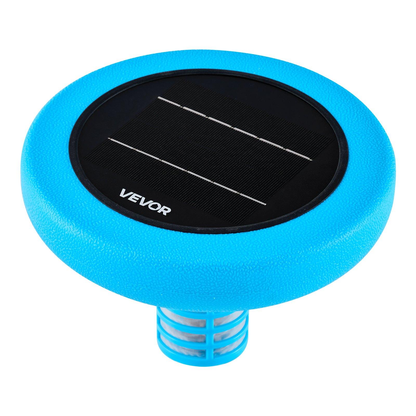 VEVOR Solar Pool Ionizer, Round Copper Pool Ionizer Up to 45000 Gal, Floating Automatic Water Cleaner and Purifier, Chlorine Free Water, with Copper Anode, Spring, Brush and Filter for Pools & Spas
