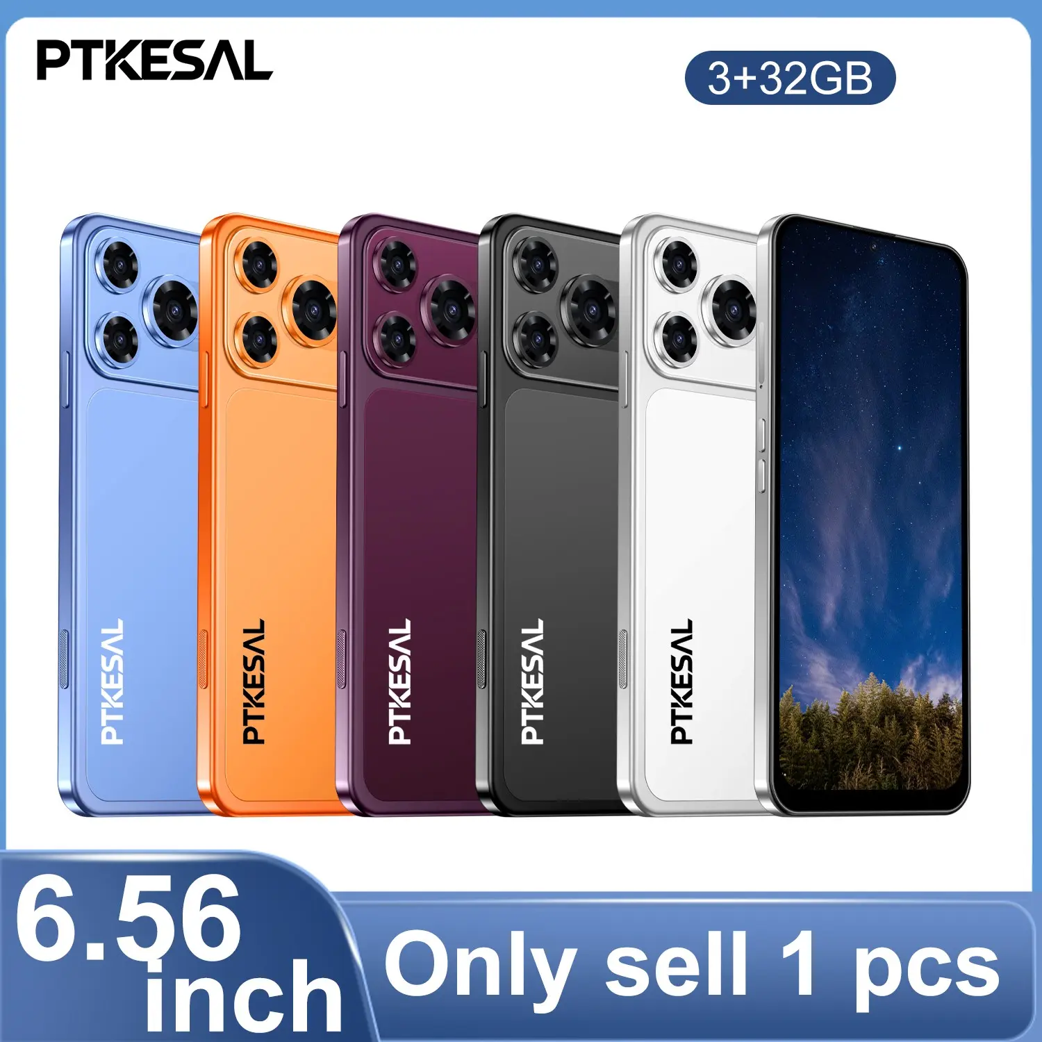 PTKESAL-18 Pro Max affordable 4G phone, 3+32GB storage, zoom function, one click camera button, high-definition 2 million+5 million cameras, dual SIM dual standby smartphone