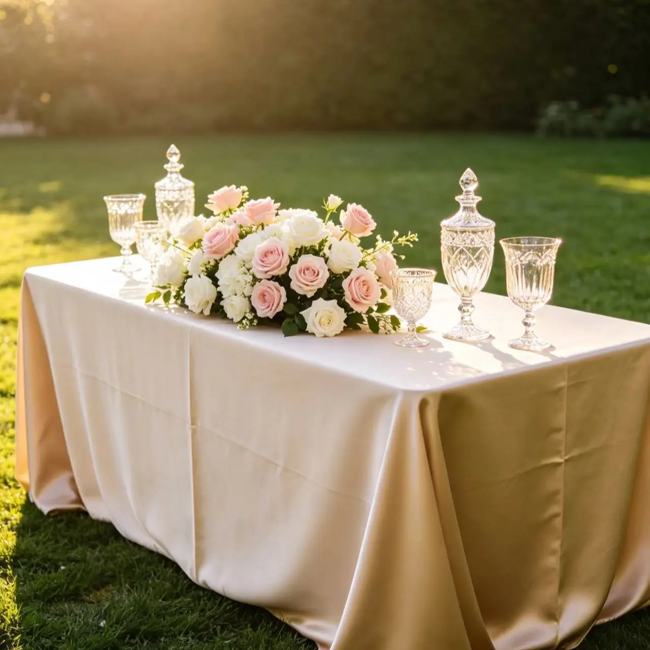 Solid Color Satin Rectangular Tablecloth, Rustic Style Wedding Decor, Home Dining Hotel Use, Elegant Versatile Table Cover for Events, Party Decoration